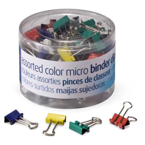 Book Cover OfficemateOIC Micro Binder Clips, Assorted Colors, 100 Clips per Tub (31023)