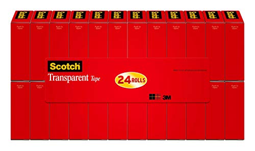 Book Cover Scotch Transparent Tape, 3/4 in x 1000 in, 24 Boxes/Pack (600K24)