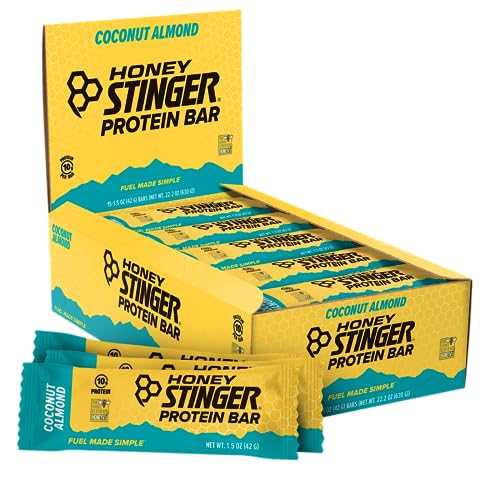 Book Cover Honey Stinger Protein Bar | Coconut Almond | Protein Packed Food for Exercise, Endurance and Performance | Sports Nutrition Snack for Home & Gym, Post Workout | Box of 15