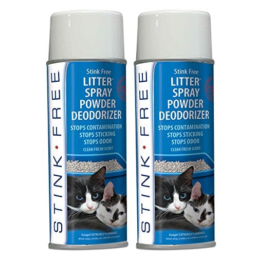 Book Cover Stink Free Cat Litter Box Deodorizer Powder Spray & Odor Eliminator (2 Cans) - Non-Stick Kitty Litter Box Deodorizer, Eliminators, Absorber & Freshner