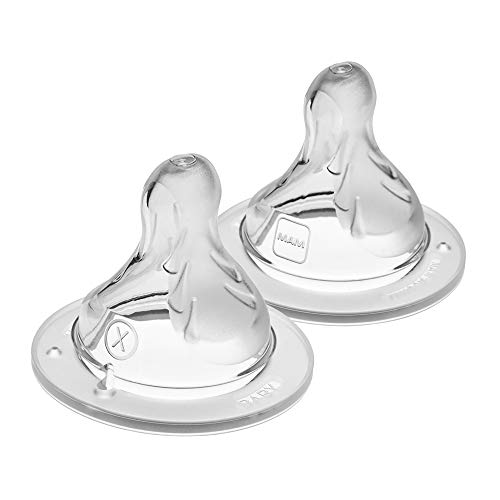 Book Cover MAM Bottle Nipples Extra Fast Flow Nipple Level 4 (Set of 2), for 6+ Months, SkinSoft Silicone Nipples for Baby Bottles, Fits all MAM Bottles