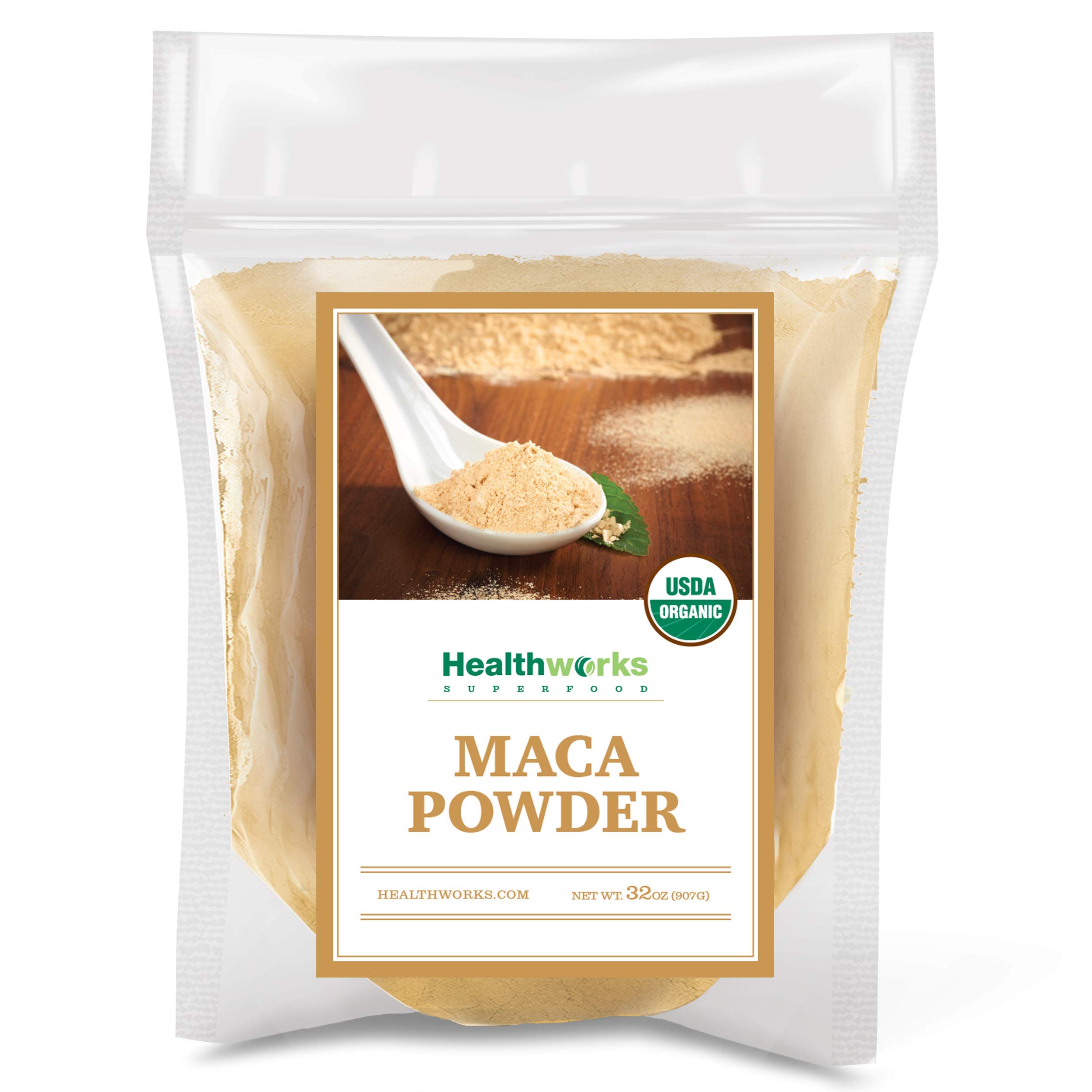 Book Cover Healthworks Maca Powder Raw (32 Ounces / 2 Pounds) | Certified Organic Flour Use | Keto, Vegan & Non-GMO | Premium Peruvian Origin | Breakfast, Smoothies, Baking & Coffee 2 Pound (Pack of 1)