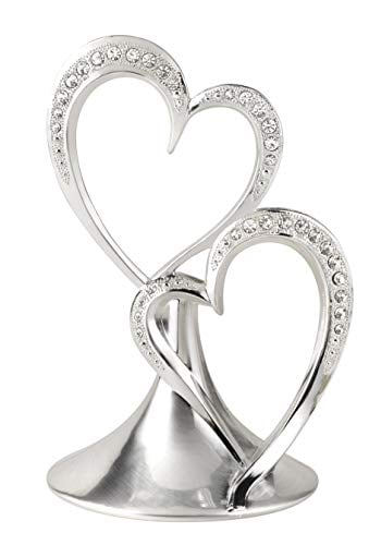 Book Cover Hortense B. Hewitt Wedding Accessories Sparkling Love Double Heart Silver-Plated Cake Top, 5-1/2-Inch Tall