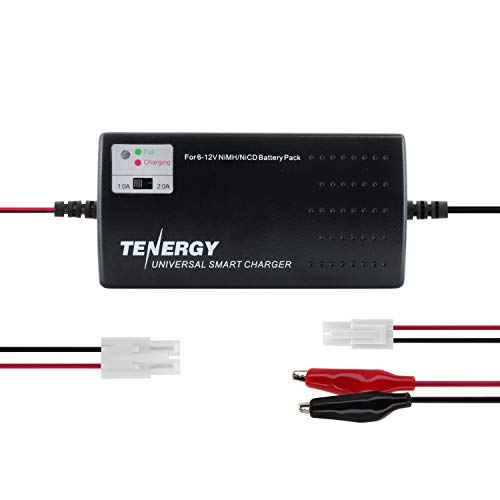 Book Cover Tenergy Universal RC Battery Charger for NiMH/NiCd 6V-12V Battery Packs, 2A Charger for RC Car, Airsoft Batteries, Compatible with Standard Size Tamiya/Mini Tamiya/Alligator Clips Connectors 01025