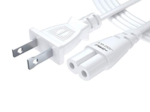 Book Cover [UL LISTED] Pwr+ Long 6 Ft 2-Prong AC Wall 2 Slot Power Cord for Samsung LED LCD TV Smart Monitor, Xbox One-S X, PS4 Console Cable White - IEC-60320 IEC320 C7 to NEMA 1-15P