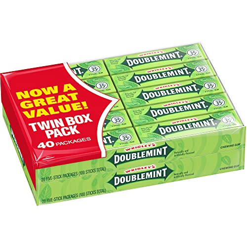 Book Cover Wrigley's Doublemint Chewing Gum (2-20 Count/5 Sticks), 40 Count