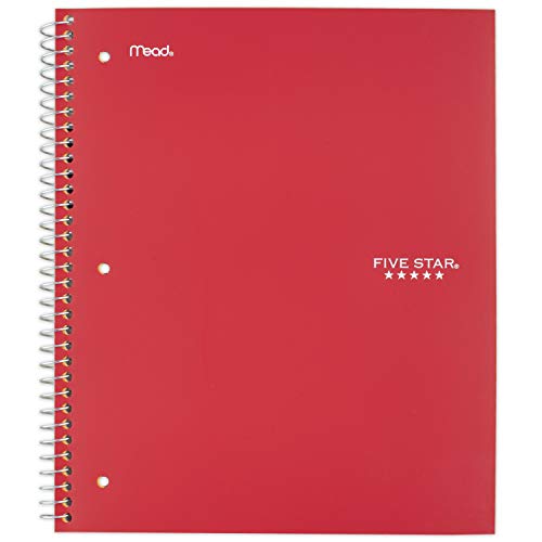 Book Cover Five Star Spiral Notebook, 1 Subject, Wide Ruled Paper, 100 Sheets, 10-1/2