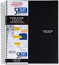 Book Cover Five Star Spiral Notebook, 5 Subject, College Ruled Paper, 200 Sheets, 11