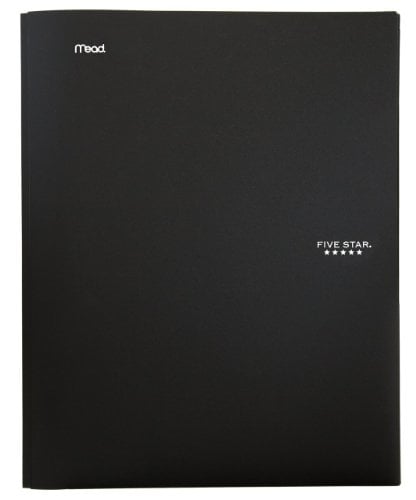 Book Cover Five Star 2-Pocket Folder, Stay-Put Folder, Folders with Pockets, Black (72113)