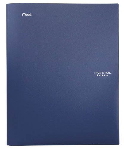Book Cover Five Star Stay-Put Pocket Folder, 11.62 x 9.31 x .25 Inches, Navy (72119)