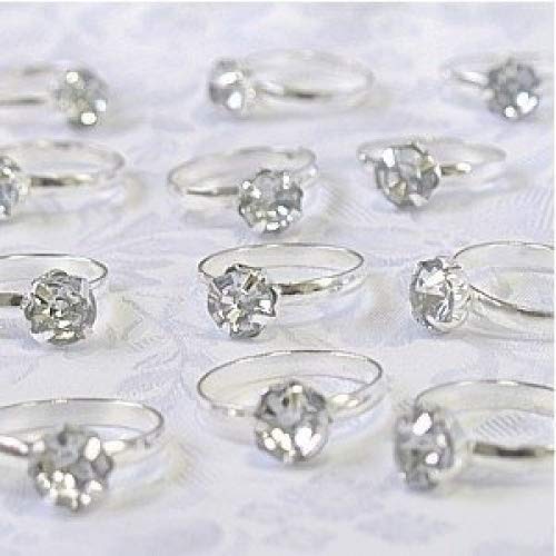 Book Cover Silver Engagement Rings for Table Decorations or Favor Accents - pack of 12