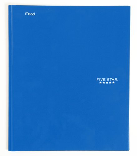 Book Cover Five Star 2-Pocket Folders with Prong Fasteners, Folders with Pockets, Blue (72365)
