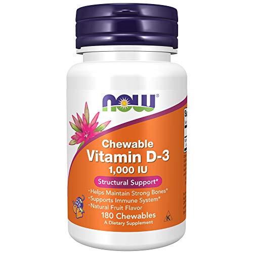 Book Cover NOW Supplements, Vitamin D-3 1,000 IU, Natural Fruit Flavor, Structural Support*, 180 Chewables