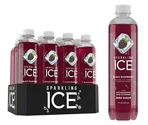 Book Cover Sparkling Ice, Black Raspberry Sparkling Water, with antioxidants and vitamins, Zero Sugar, 17 FL OZ Bottles (Pack of 12)