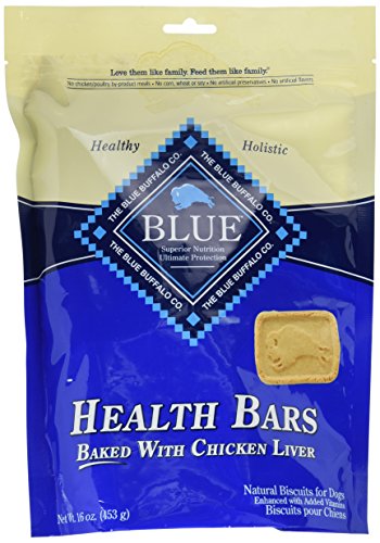Book Cover Blue Buffalo Health Bars Natural Crunchy Dog Treats Biscuits, Chicken Liver 16-oz bag