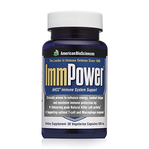 Book Cover American BioSciences ImmPower, AHCC Mushroom Extract Immune System Support - Immune Support Supplement for Adults - Supports Cytokine Function - 30 Vegetarian Capsules, 500mg/capsule