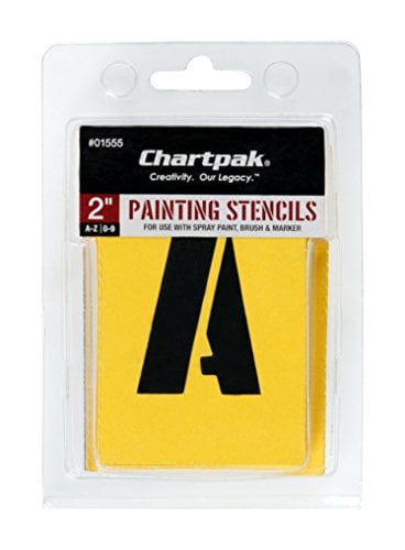 Book Cover Chartpak, CHA01555, Painting Letters/Numbers Stencils, 35 / Set, Yellow, 2 Inches