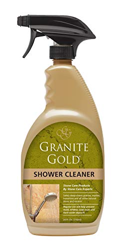 Book Cover Granite Gold Shower Cleaner Spray - Stone Shower Cleaning Solution For Marble, Travertine, Quartz, Tile - 24 Ounces
