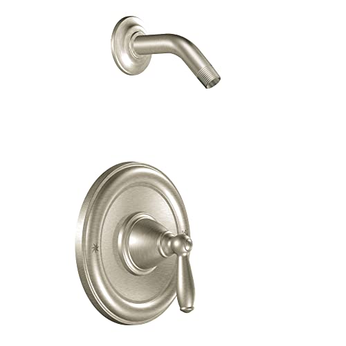 Book Cover Moen Brantford Brushed Nickel Posi-Temp Pressure Balancing Shower Trim Kit without Showerhead, Valve Required, T2152NHBN