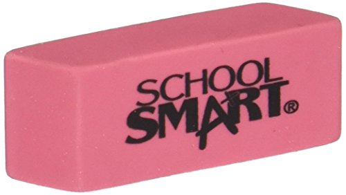 Book Cover School Smart Smudge Free Latex Free Small Beveled Erasers - Pack of 36 - Pink
