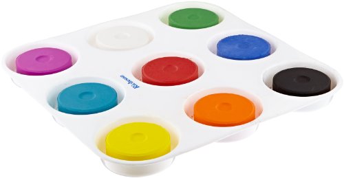 Book Cover Sax Non-Toxic Giant Tempera Paint Cakes with Tray - 2 1/4 x 3/4 inch - Set of 9 - Assorted Colors - 402321