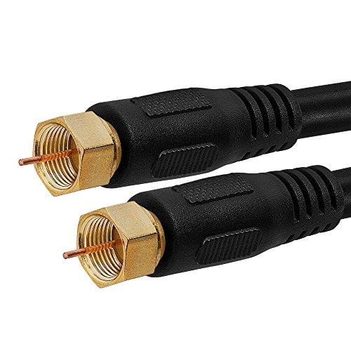 Book Cover Cmple Digital Coaxial Cable F-Type Male RG6 Coax Digital Audio Video with F Connector Pin Satellite Cord - 3 Feet Black
