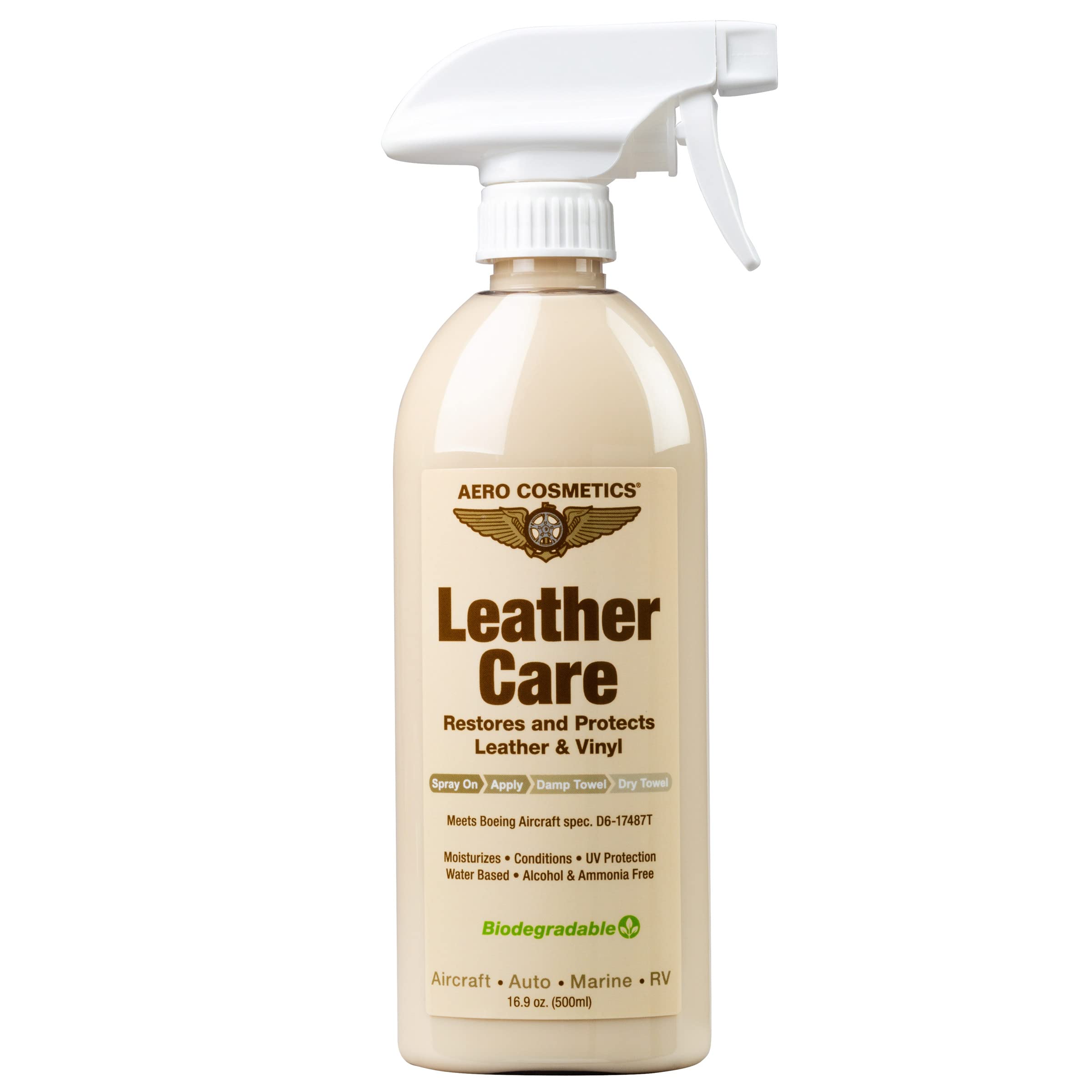 Book Cover Leather Care, Conditioner, UV Protectant, Aircraft Grade Leather Care, Better Than Automotive Products. Excellent for Furniture, Car Seats, & RV 's, Does not Leave Dirt attracting Residue. 16oz 16 Ounces