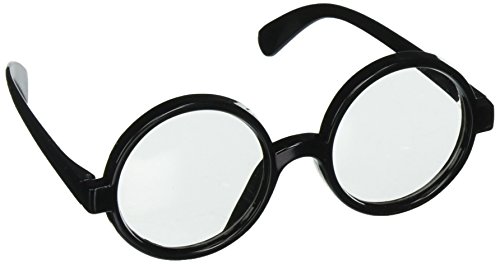 Book Cover Star Power Men Wizard Quality Round Frame Glasses, Black, One Size (2in Lenses)