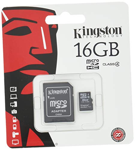 Book Cover Kingston 16 GB Class 4 MicroSDHC Flash Card with SD Adapter SDC4/16GB