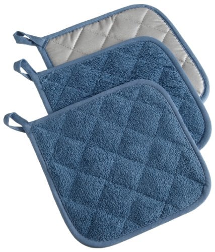 Book Cover DII 6112 Machine Washable, Heat Resistant with Hanging Loop, Potholder, Blue 3 Count