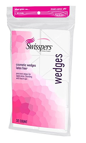 Book Cover Swisspers Premium Cosmetic Wedges, Latex-Free Makeup Wedge, 32 per Package, 6 Packs (Total Count 192)