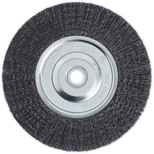Book Cover Forney 72747 Wire Bench Wheel Brush, Fine Crimped with 1/2-Inch and 5/8-Inch Arbor, 6-Inch-by-.008-Inch