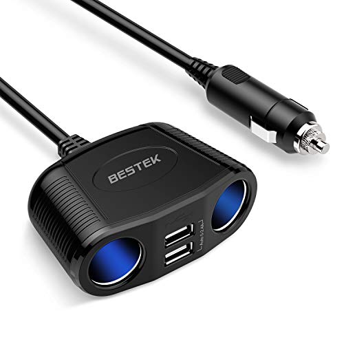 Book Cover BESTEK 150W 2-Socket Cigarette Lighter Power Adapter DC Outlet Splitter 3A Dual USB Car Charger for iPhone X/8/7/6s/6 Plus, iPad, Galaxy S9/S9 Plus, Google Pixel, Motorola, LG, Nexus, HTC and More