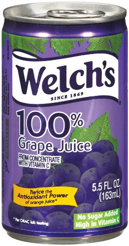Book Cover Welch's 100% Juice, Concord Grape, No Sugar Added, 5.5 Ounce On the Go Cans (Pack of 48)