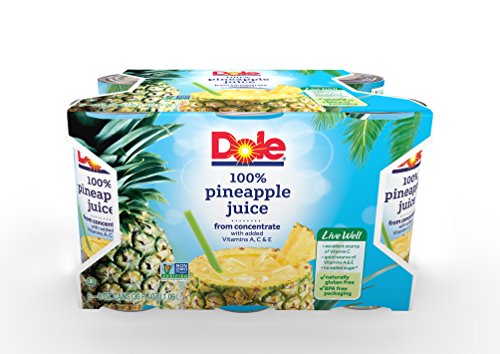 Book Cover DOLE 100% Pineapple Juice, 6 Ounce Can (Pack of 48)