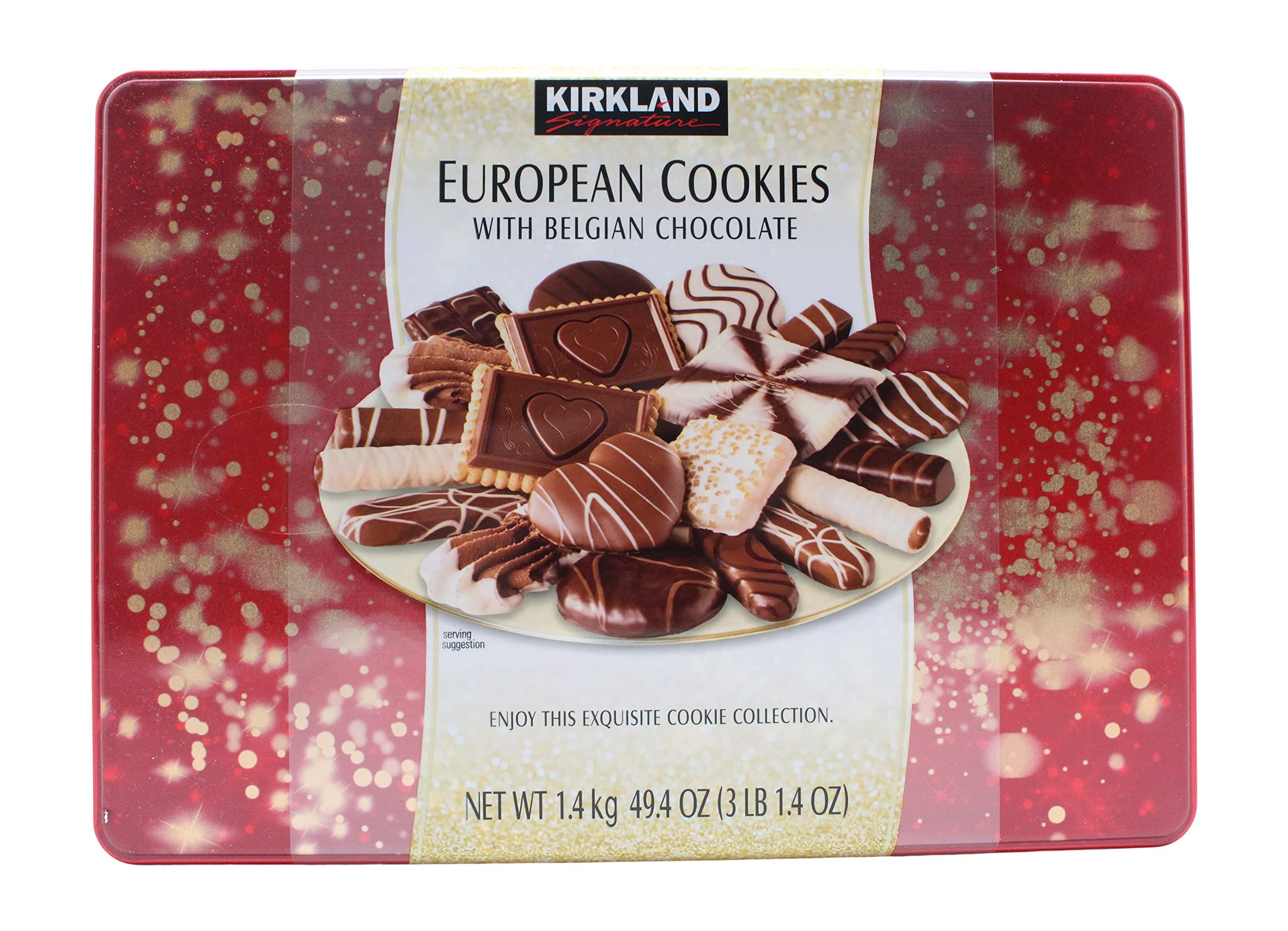 Book Cover European Cookies Kirkland Signature with Belgian, Chocolate, 49.4 Oz Chocolate 1 Count (Pack of 1)