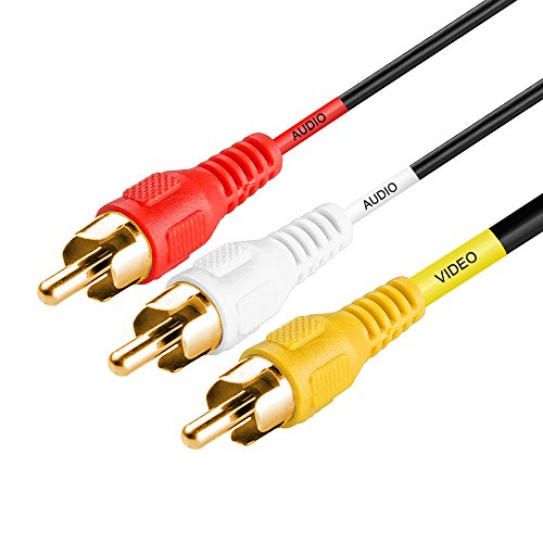 Book Cover 3-RCA Composite Video Audio A/V AV Cable GOLD -12 ft