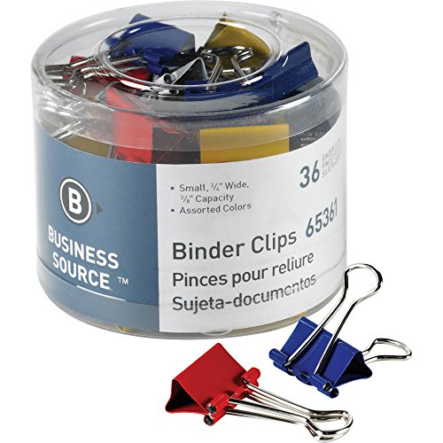 Book Cover Business Source Small Binder Clips- Pack of 36 - Assorted Colors (65361)