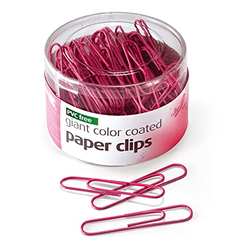 Book Cover Paper Clips, PVC-Free Plastic Coated Wire, Jumbo, Pink, 80/Pack