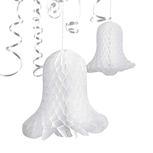 Book Cover Fun Express - Small Tissue Wedding Bells for Wedding - Party Decor - Hanging Decor - Tissue - Wedding - 12 Pieces