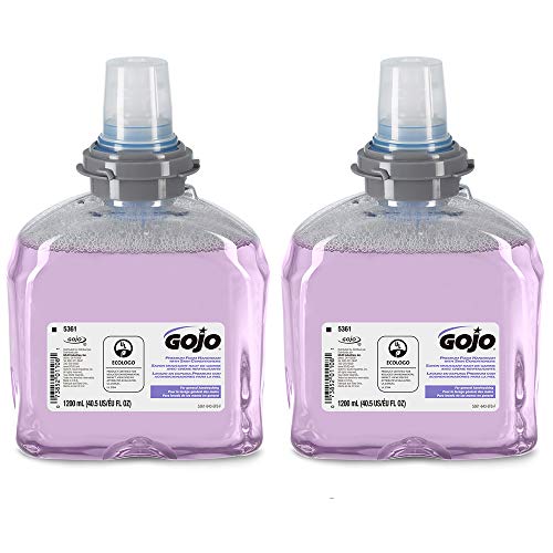 Book Cover Gojo Premium Foam Handwash with Skin Conditioners, Cranberry Scent, EcoLogo Certified, 1200 mL Foam Hand Soap Refill for Gojo TFX Touch-Free Dispenser (Pack of 2) Ã¢â‚¬â€œ 5361-02