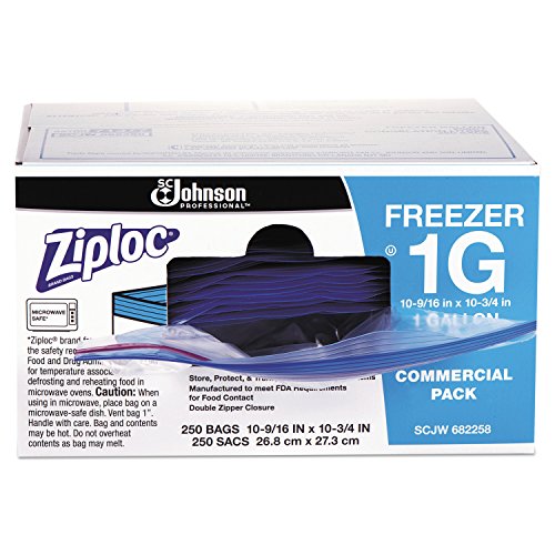 Book Cover Ziploc 94604 Double-Zipper Freezer Bags, 1gal, 2.7mil, Clear w/Label Panel (Case of 250)