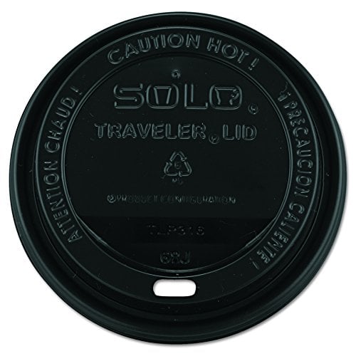 Book Cover Solo TLB316-0004 Black Traveler Plastic Lid - For Solo Paper Hot Cups (Case of 1000)