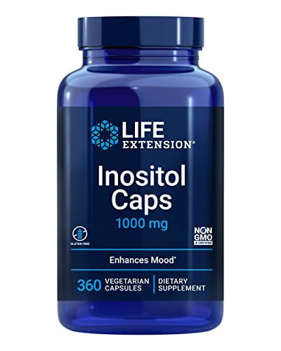 Book Cover Life Extension Inositol Caps 1000 mg - Myo-inositol Supplement - Gluten-Free, Non-GMO, Vegetarian - 360 Capsules