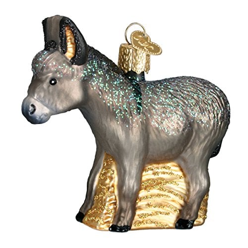 Book Cover Old World Christmas Ornaments Farm Animals Glass Blown Ornaments for Christmas Tree, Donkey