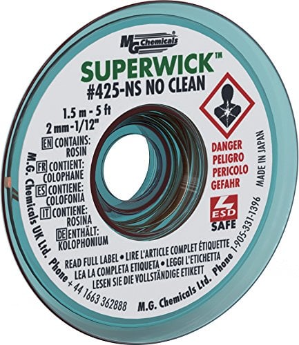 Book Cover MG Chemicals 425-NS No Clean Super Wick Desoldering Braid, 0.075