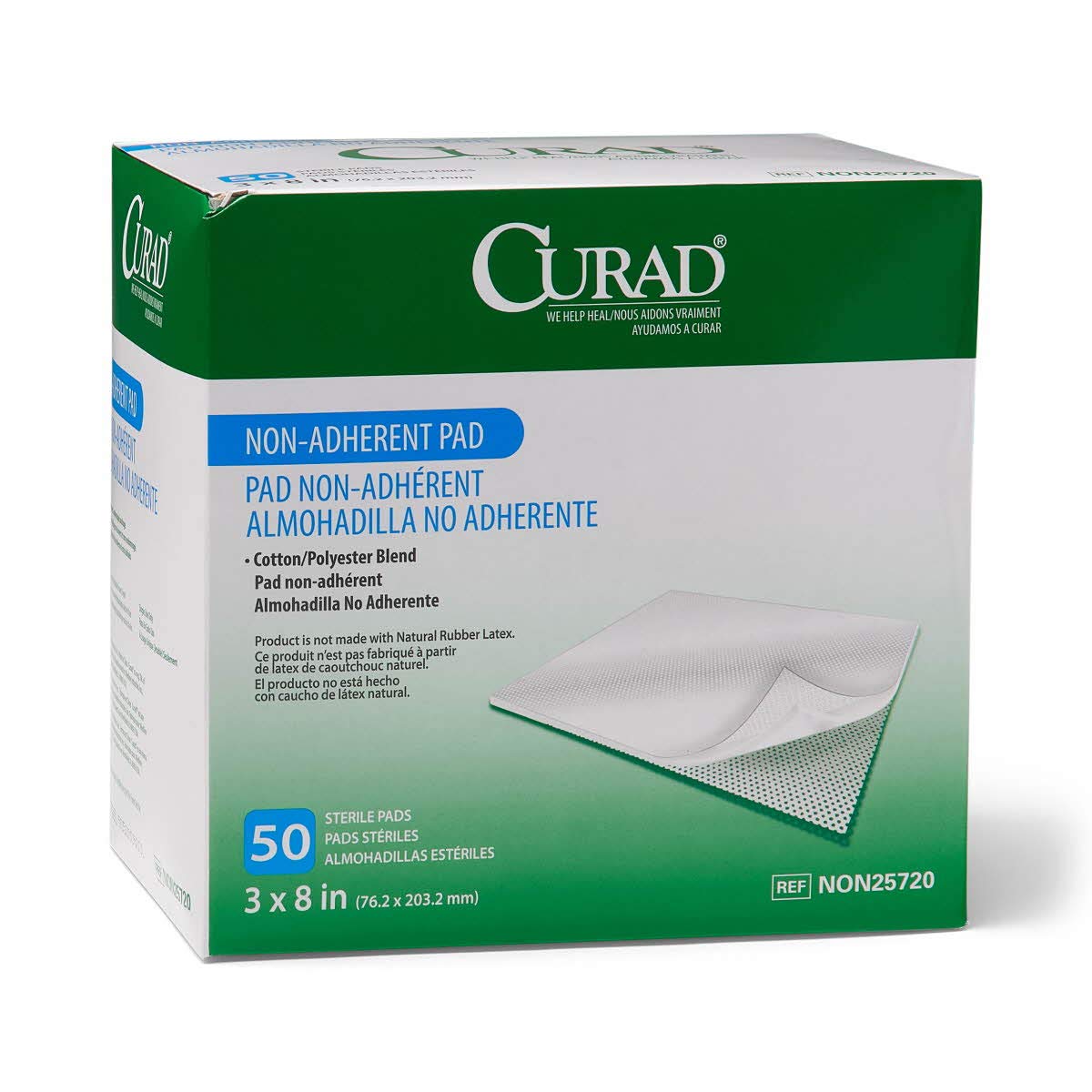 Book Cover Curad Sterile Non-Adherent Pad, 3x8 (Pack of 50)