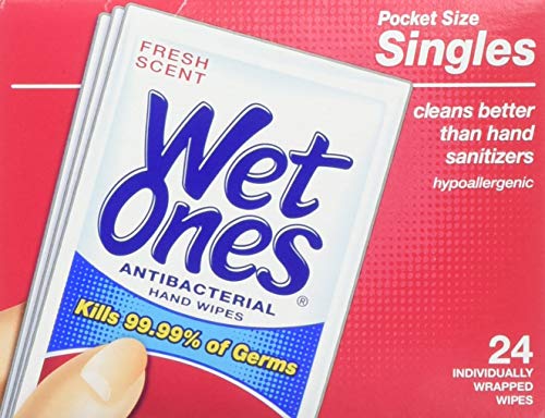 Book Cover Wet Ones Antibacterial Hand and Face Wipes Singles, 24-Count (Pack of 5)