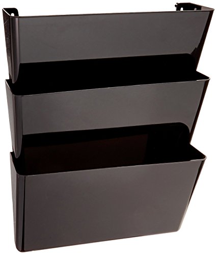 Book Cover Deflecto 93604 Sustainable Office DocuPocket, Recycled Content, Wall File Organizer, Stackable, Letter Size, Black, Set of 3, 13