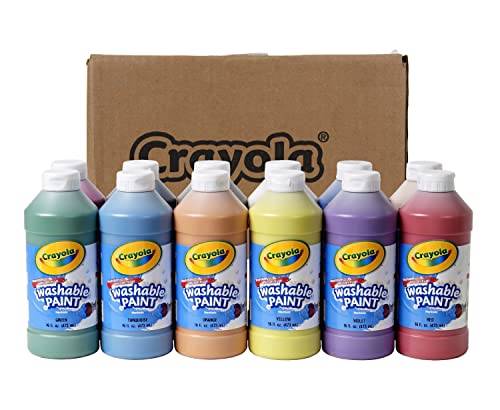 Book Cover Crayola Washable Paint, Assorted Colors, 16 Ounces, 12 Count